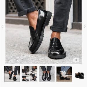 Thursday Boot Company Black Leather Penny Loafers